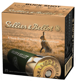 Sellier & Bellot SB12BSG Hunting 12 Gauge 2.75" 9 Pellets 1 1/8 oz 00 Buck Shot 25 Bx