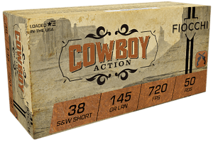 Fiocchi 38SWSHL Cowboy Action 38S&WShort 145gr Lead Round Nose 50rd Box