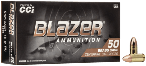 CCI 5200 Blazer Brass Handgun 9mm Luger 115 gr Full Metal Jacket (FMJ) 50rd Box