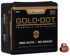 Speer Bullets 3992 Gold Dot Personal Protection 9mm .355 90 GR Hollow Point 100 Box