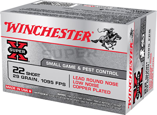 Winchester Ammo X22S Super X 22 Short 29 gr Lead Round Nose Low Noise Copper Plated 50rd Box