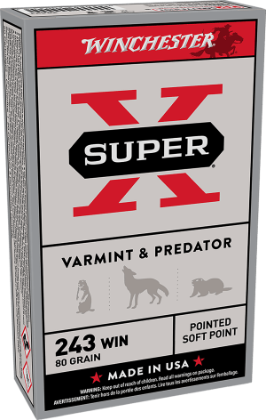 Winchester Ammo X2431 Super X 243 Win 80 gr Jacketed Soft Point 20rd Box