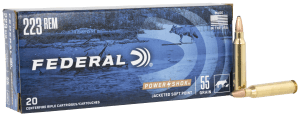 Federal 223A Power-Shok  223Rem 55gr Jacketed Soft Point 20rd Box