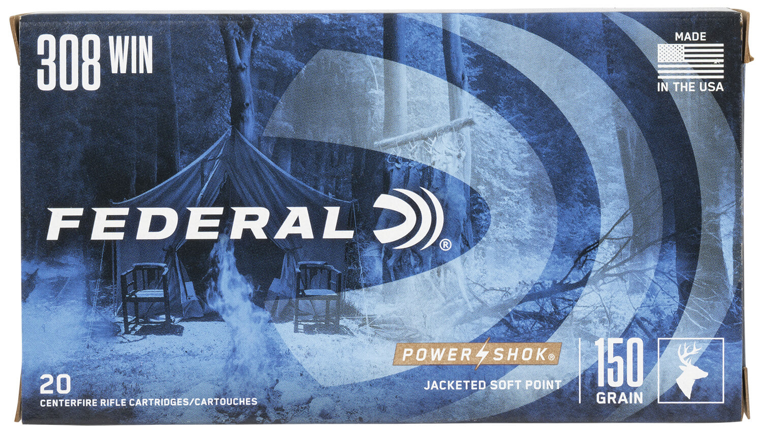 Federal 308A Power-Shok 308Win 150gr Jacketed Soft Point 20rd Box - Image 2