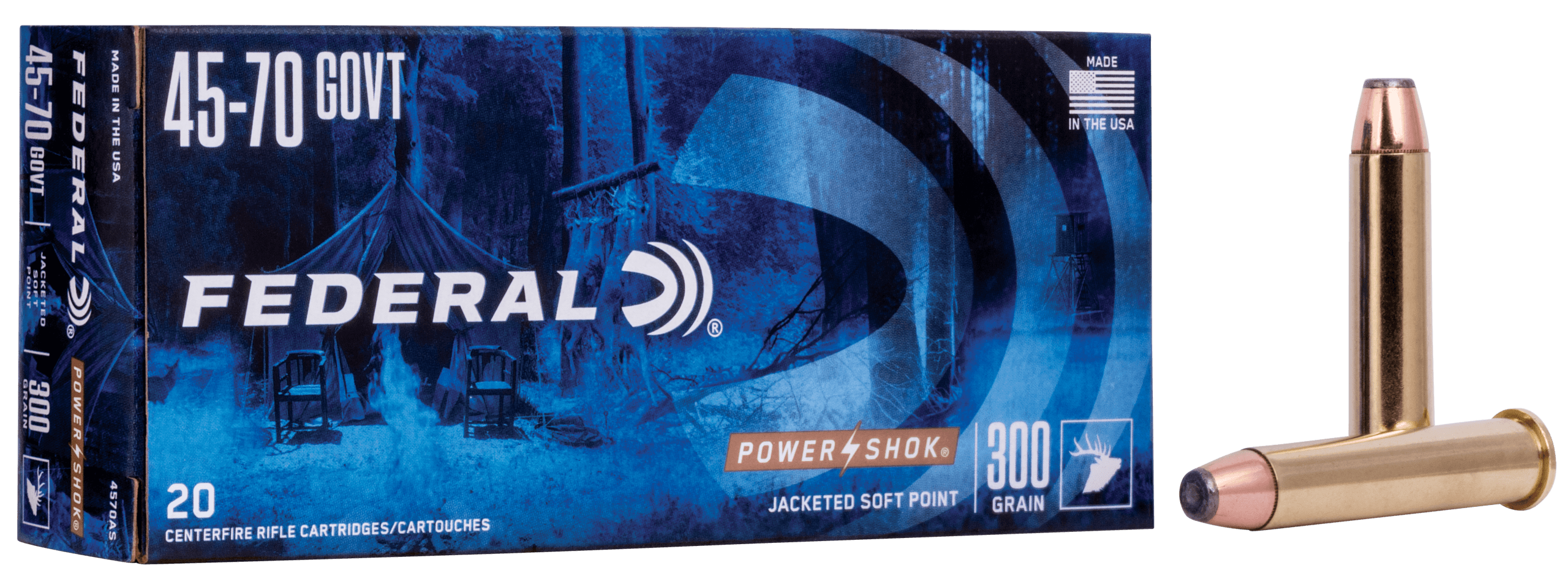 Federal 4570AS Power-Shok 45-70Gov 300gr Jacketed Soft Point 20rd Box