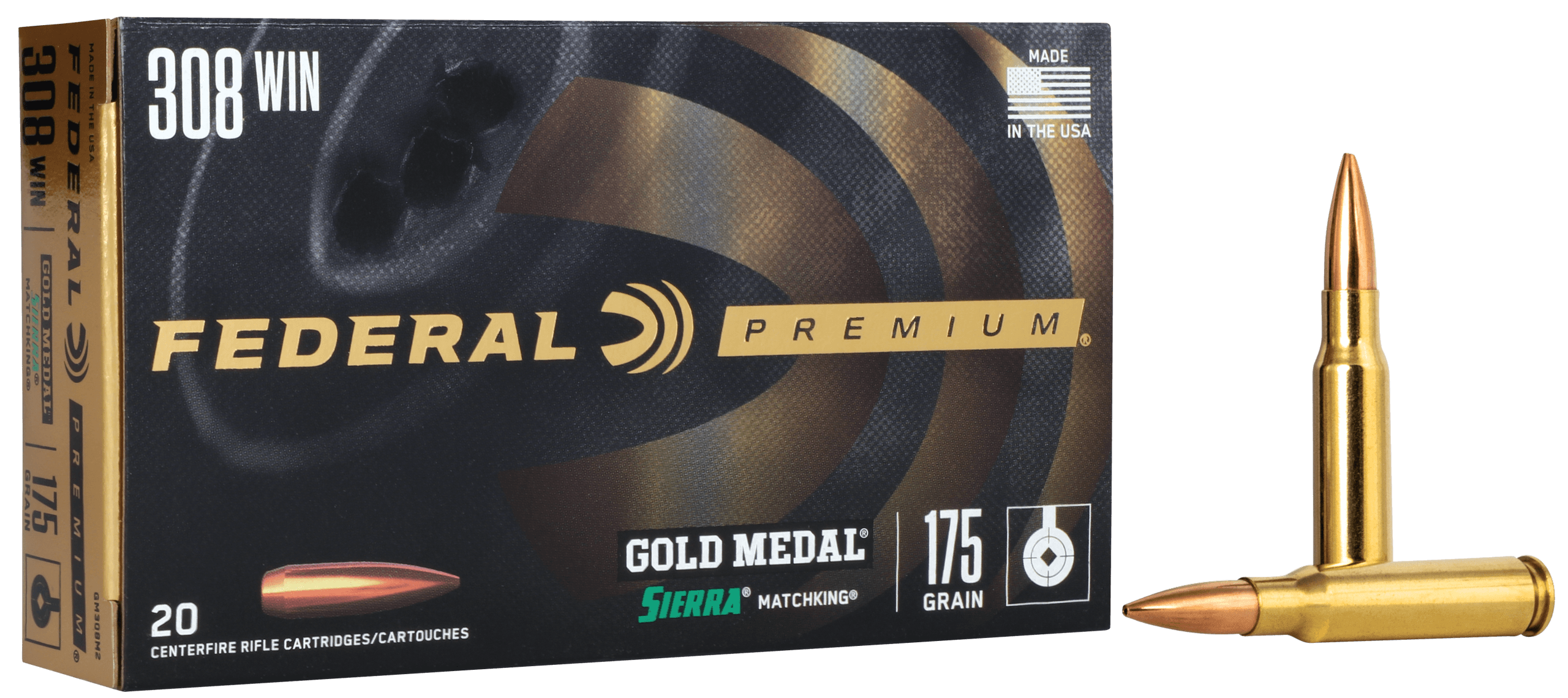 Federal GM308M2 Premium Gold Medal 308Win 175gr Sierra MatchKing BTHP 20rd Box