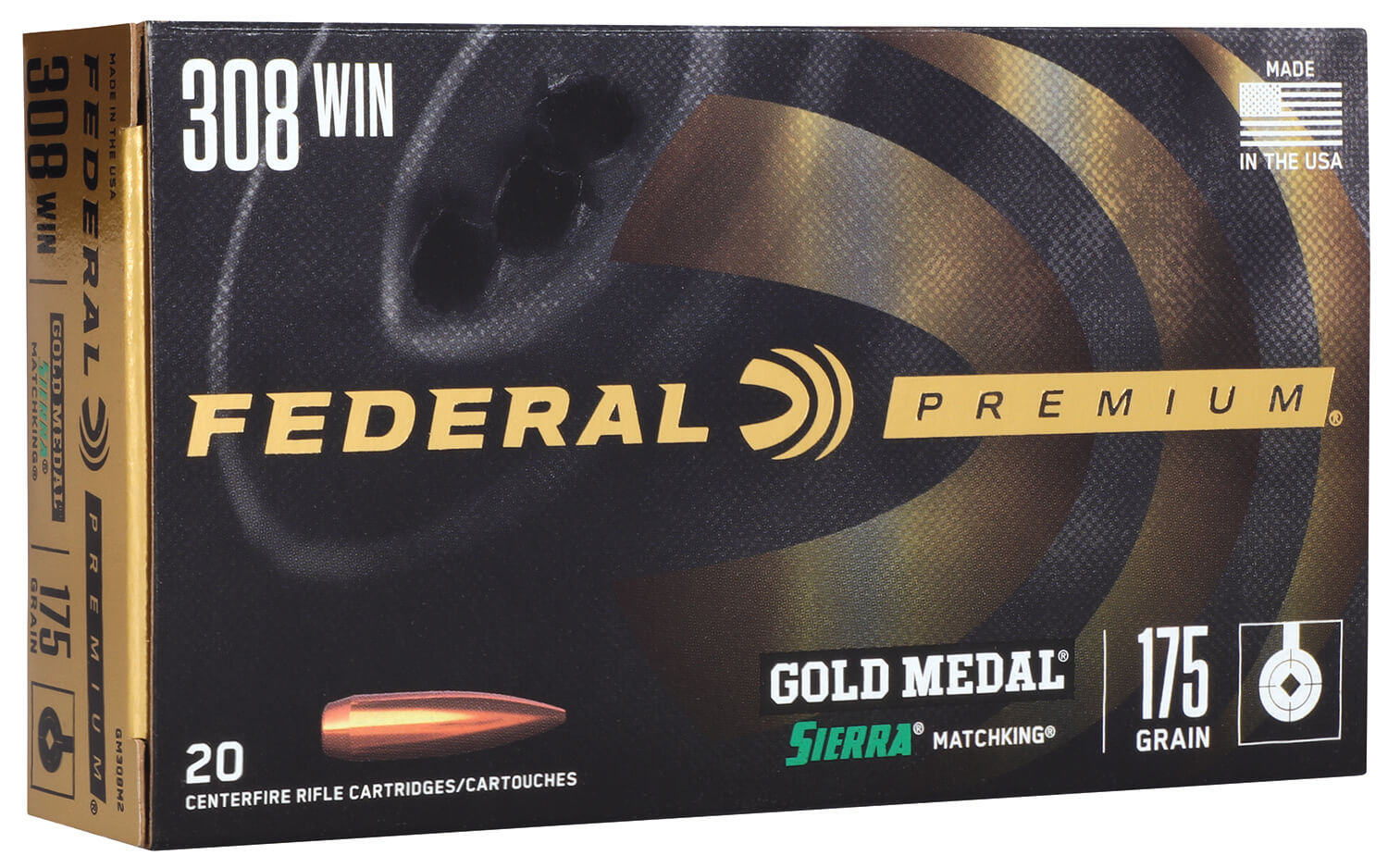 Federal GM308M2 Premium Gold Medal 308Win 175gr Sierra MatchKing BTHP 20rd Box - Image 2