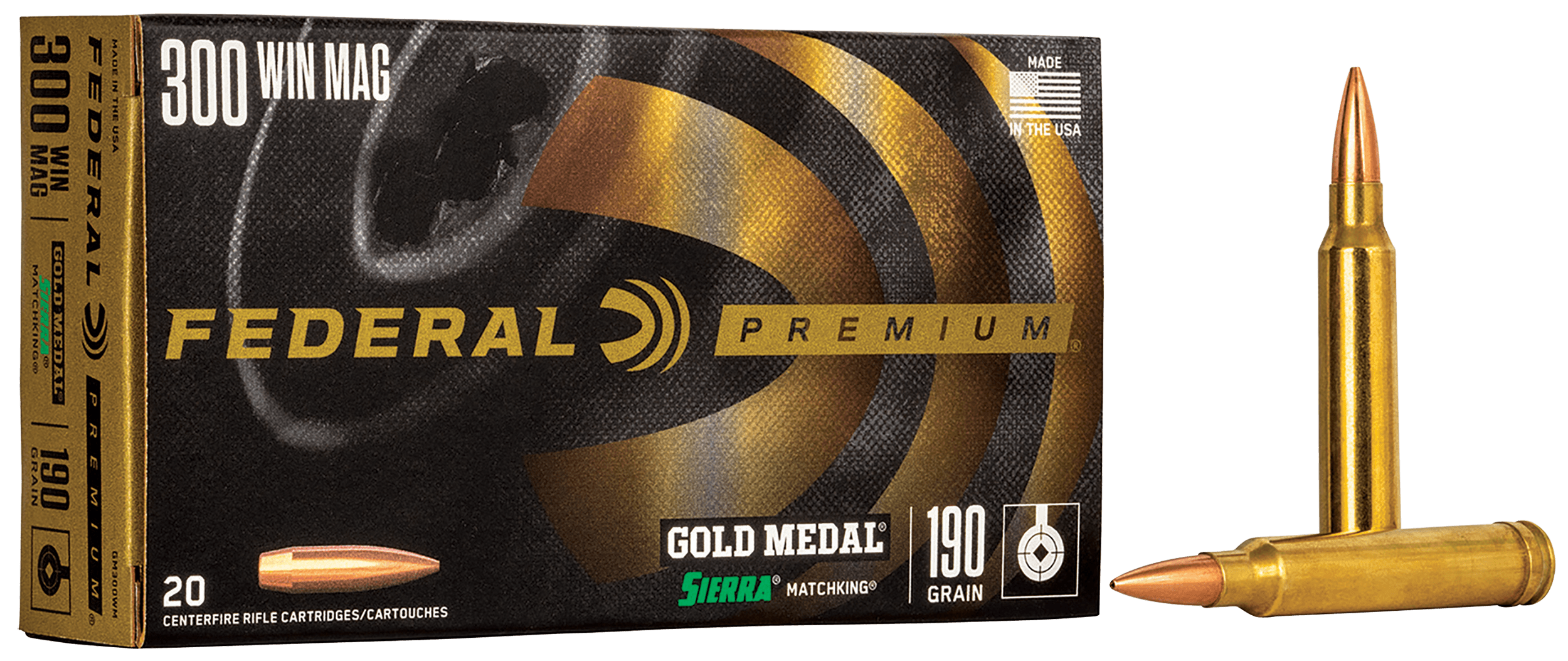 Federal GM300WM Premium Gold Medal 300WinMag 190gr Sierra MatchKing BTHP 20rd Box