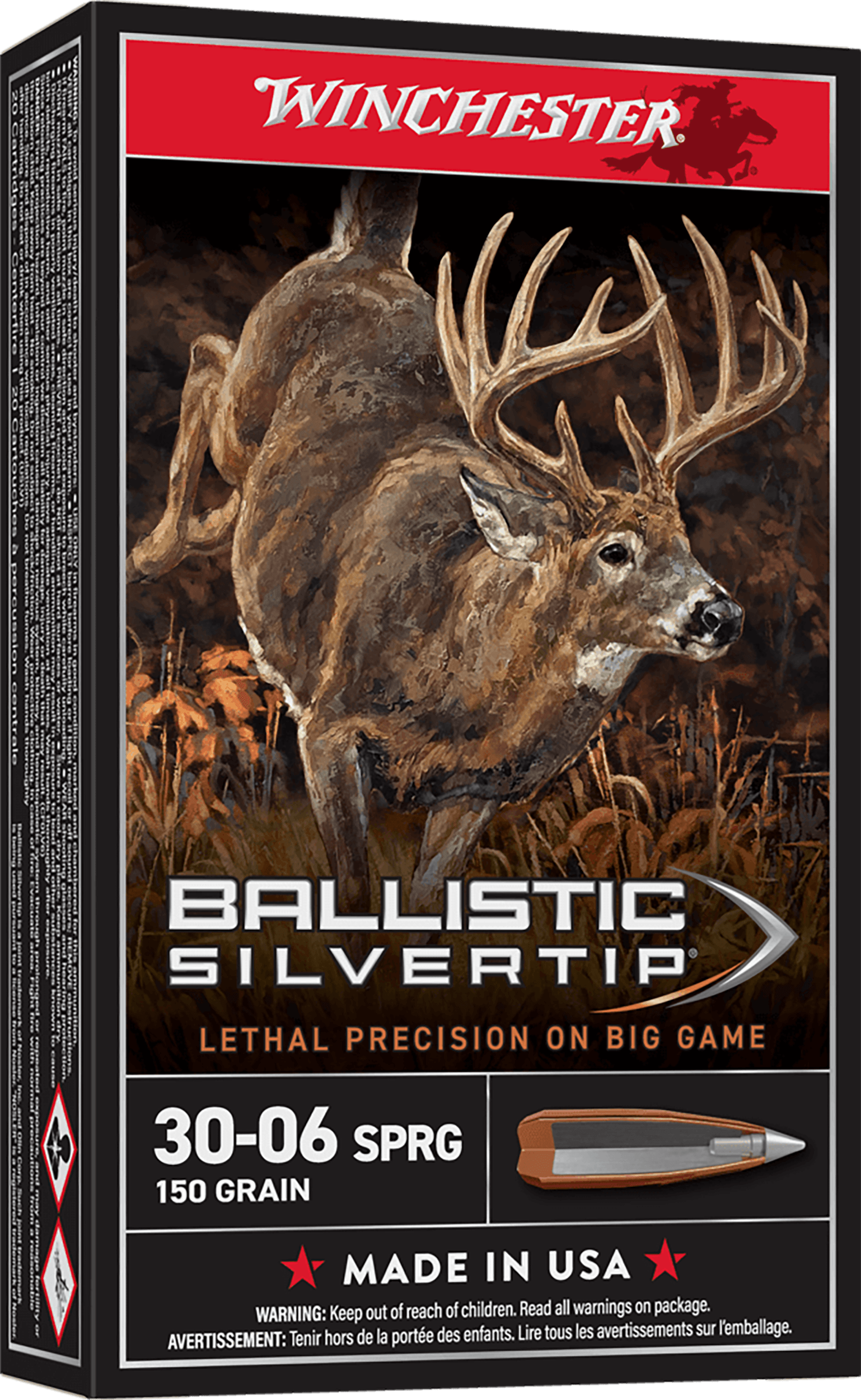 Winchester Ammo SBST3006 Ballistic Silvertip 30-06 Springfield 150 gr Rapid Controlled Expansion Polymer Tip 20rd Box