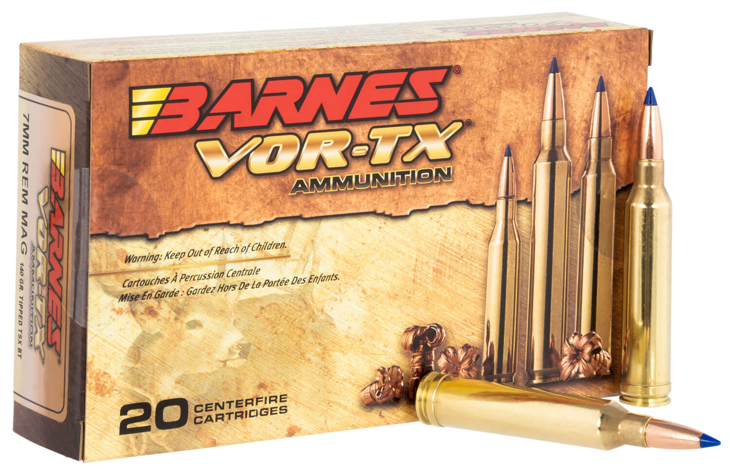 Barnes Bullets 21526 VOR-TX Rifle 7mmRem Mag 140gr Tipped TSX Boat Tail 20rd Box - Image 2