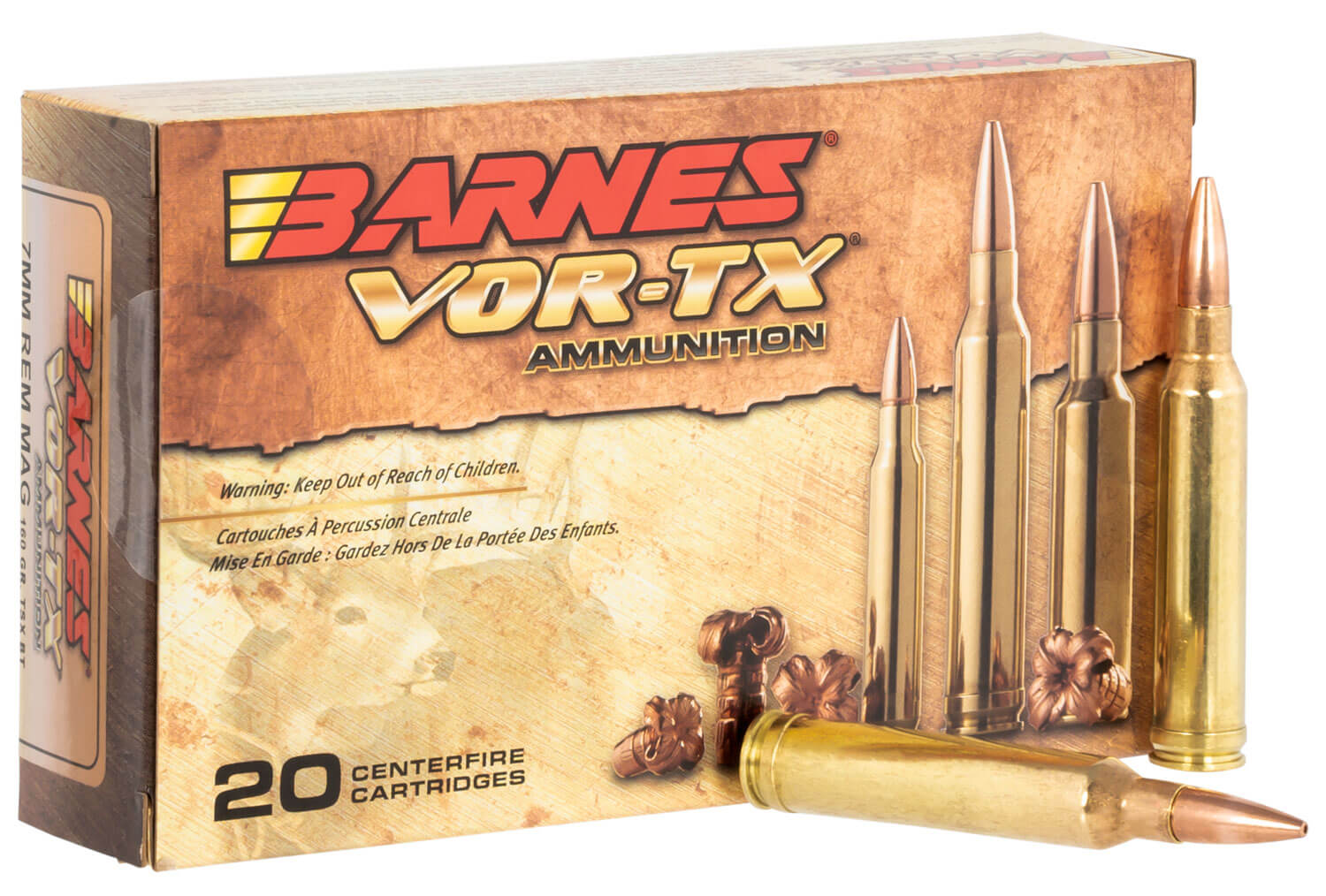Barnes Bullets 21529 VOR-TX Rifle 7mmRem Mag 160gr TSX Boat Tail 20rd Box - Image 2