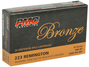 PMC 223A Bronze  223 Rem 55 gr Full Metal Jacket Boat Tail 20rd Box