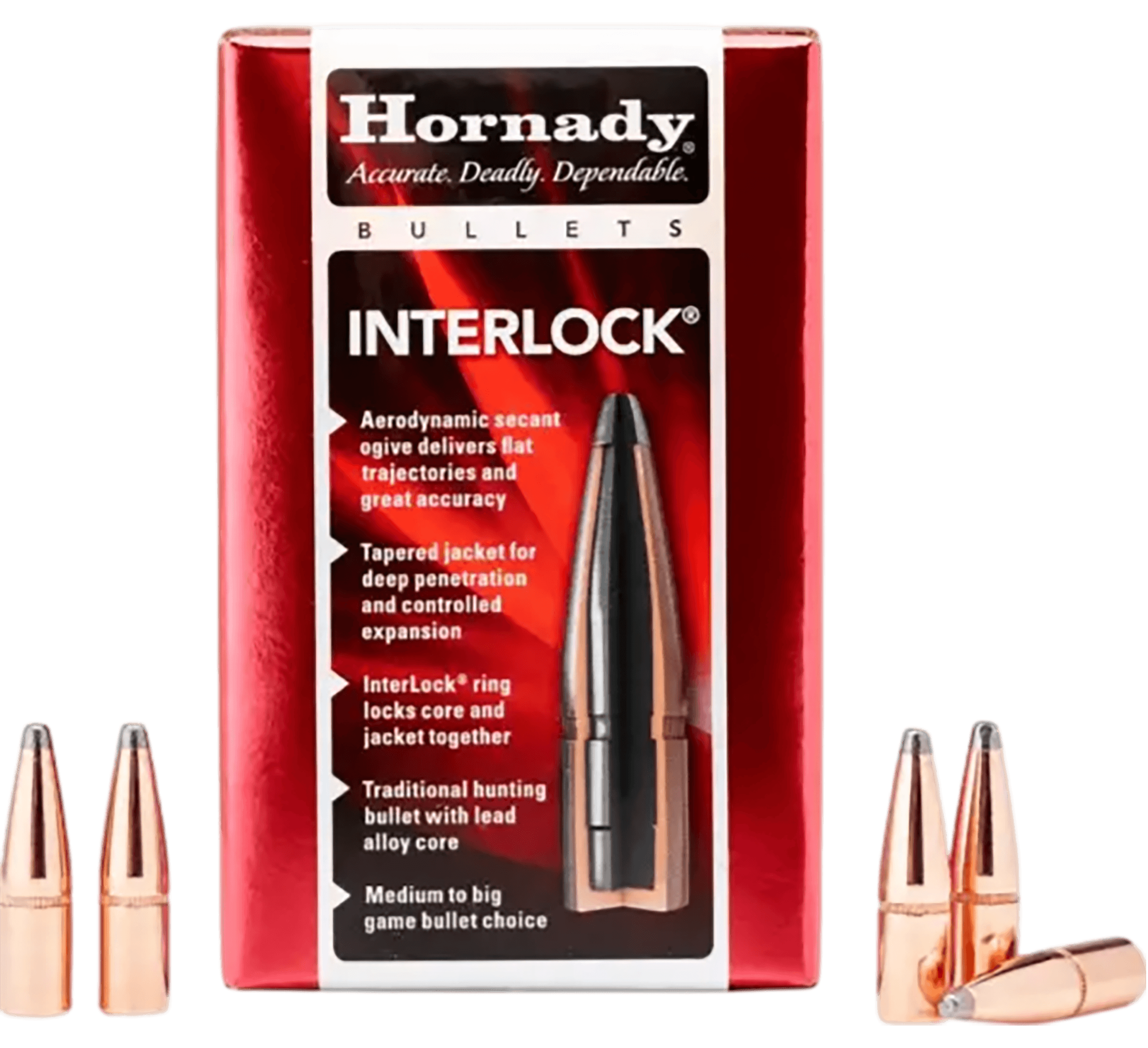 Hornady 2640 InterLock 6.5mm .264 160 gr Round Nose 100rd Box/ 15 Case