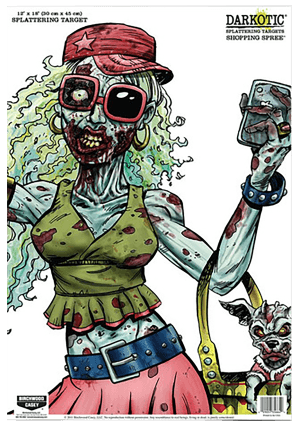 Birchwood Casey 35665 Darkotic Shopping Spree Zombie Valley Girl Paper Hanging Universal 12" x 18" Multi-Color Impact Enhancement Splatter 8 Per Pkg