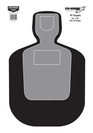 Birchwood Casey 37007 EZE-Scorer BC-19 Silhouette Paper Hanging Universal 12" x 18" Black/Gray/White 100 Per Pkg