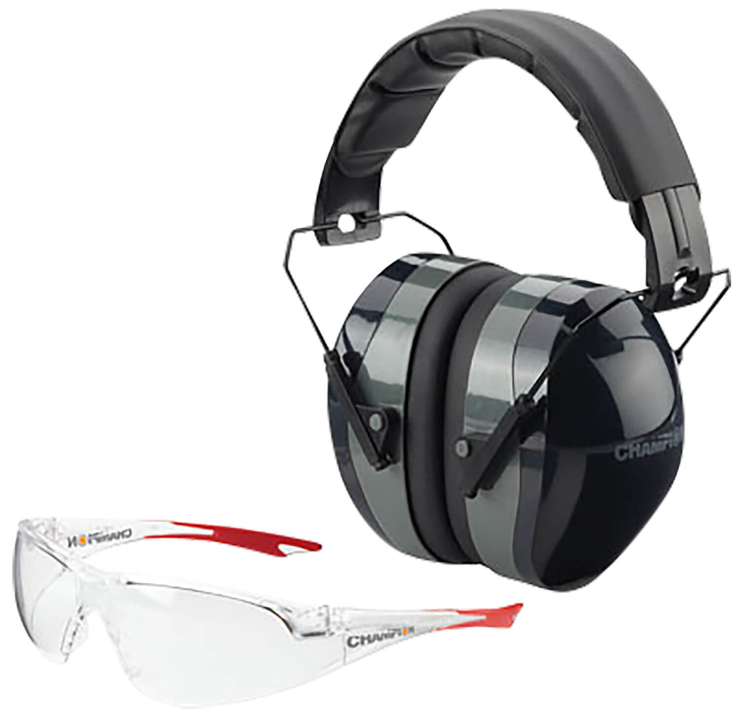 Champion Targets 40622 Eyes & Ears Combo 26 dB Over the Head Passive Muff & Shooting Glasses Black/Gray - Image 2