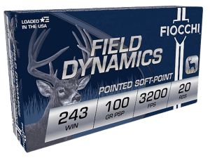 Fiocchi 243SPD Field Dynamics Rifle 243 Win 100 gr Pointed Soft Point (PSP) 20rd Box