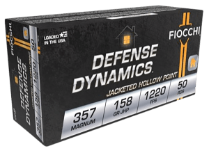 Fiocchi 357B Defense Dynamics  357 Mag 158 gr Jacket Hollow Point 50rd Box