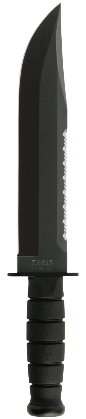 Ka-Bar 2211 Big Brother Kraton 9.38" Fixed Top Serrated/Bottom Straight Plain Black 1095 Cro-Van Blade Black Kraton G Handle