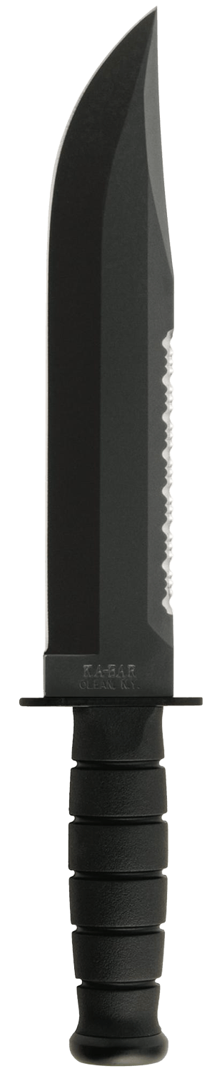 Ka-Bar 2211 Big Brother Kraton 9.38" Fixed Top Serrated/Bottom Straight Plain Black 1095 Cro-Van Blade Black Kraton G Handle