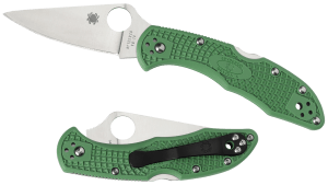Spyderco C11FPGR Delica 4 Lightweight 2.88" Folding Drop Point Plain VG-10 SS Blade Green Bi-Directional Texturing FRN Handle Includes Pocket Clip