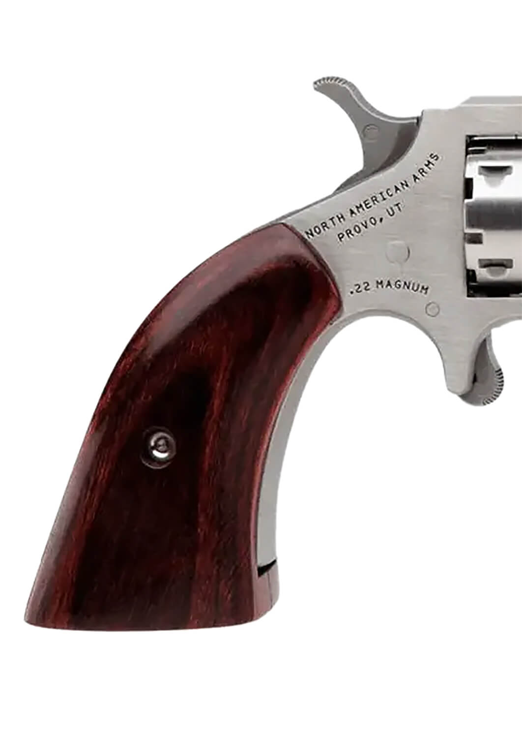North American Arms 1860250 1860 Sheriff 22 WMR Caliber with 2.50" Barrel 5rd Capacity Cylinder Overall Stainless Steel Finish & Rosewood Boot Grip - Image 3