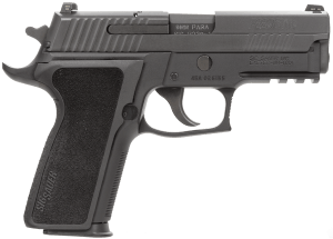 Sig Sauer 229R9ESECA P229 Enhanced Elite *CA Compliant Compact Frame 9mm Luger 10+1 3.90 Black Carbon Steel Barrel Black Nitron Serrated Stainless Steel Slide Black Hardcoat Anodized Aluminum Frame w/Beavertail & Picatinny Rail Black Ergo Grip No Sa"