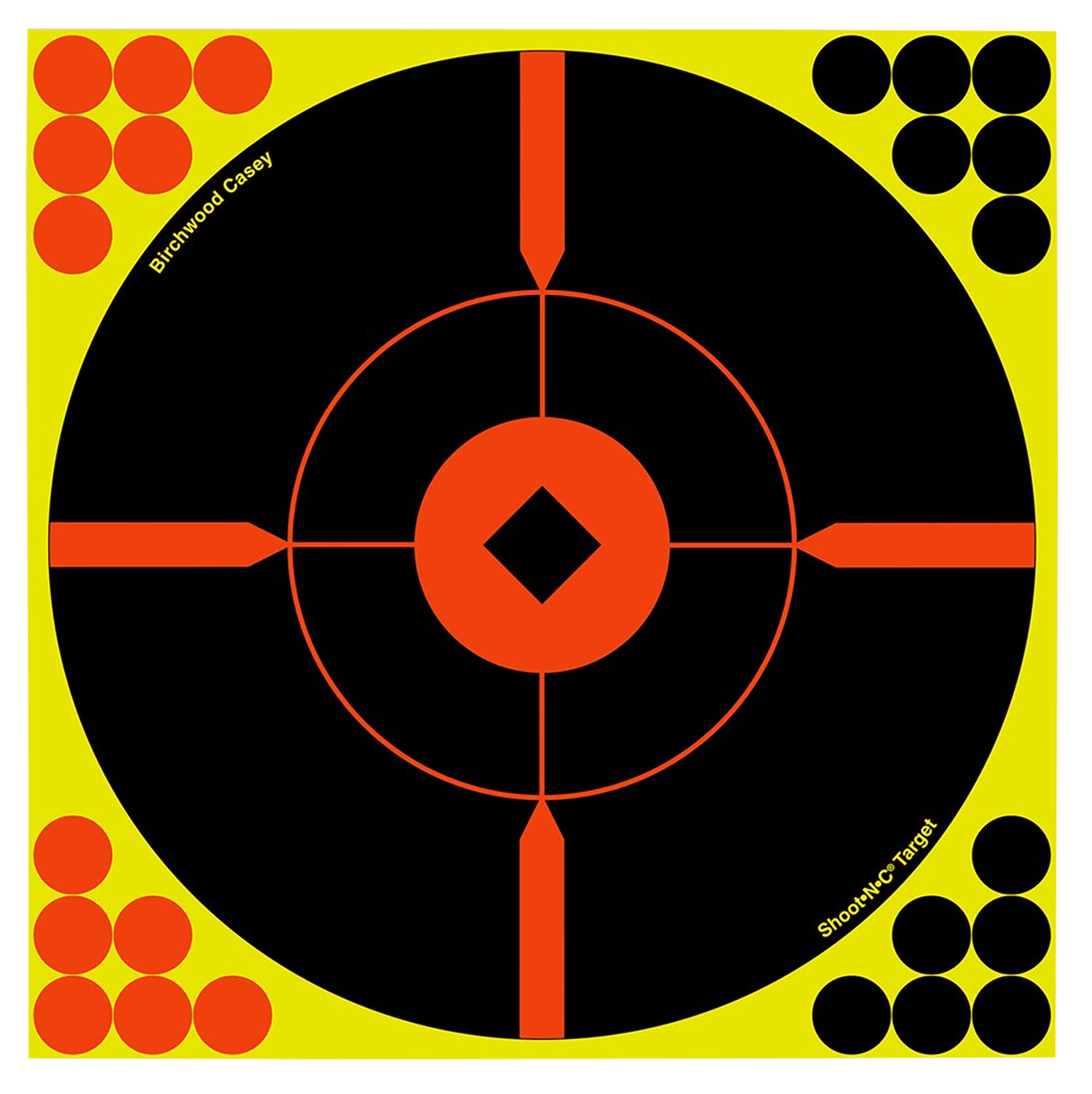 Birchwood Casey 34850 Shoot-N-C Self-Adhesive Paper Air Rifle/Centerfire Rifle/Rimfire Rifle Black/Yellow 8" Bullseye BMW Includes Pasters 50 Per Pkg