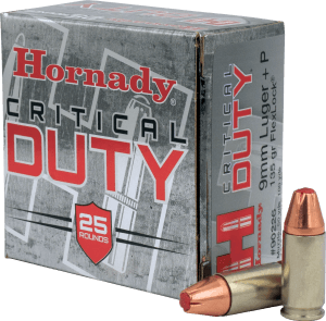 Hornady 90226 Critical Duty Personal Defense 9mm Luger +P 135 gr Hornady FlexLock (FL) 25rd Box