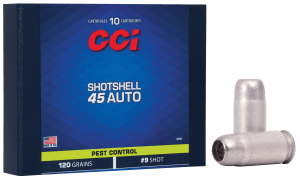 CCI 3745 Pest Control Shotshell 45 ACP 120 gr Shotshell #9 Shot 10rd Box