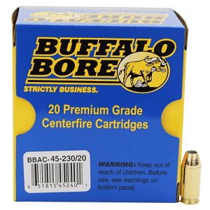 Buffalo Bore Ammunition 4523020 Personal Defense Strictly Business 45 ACP +P 230 gr Jacketed Hollow Point (JHP) 20rd Box