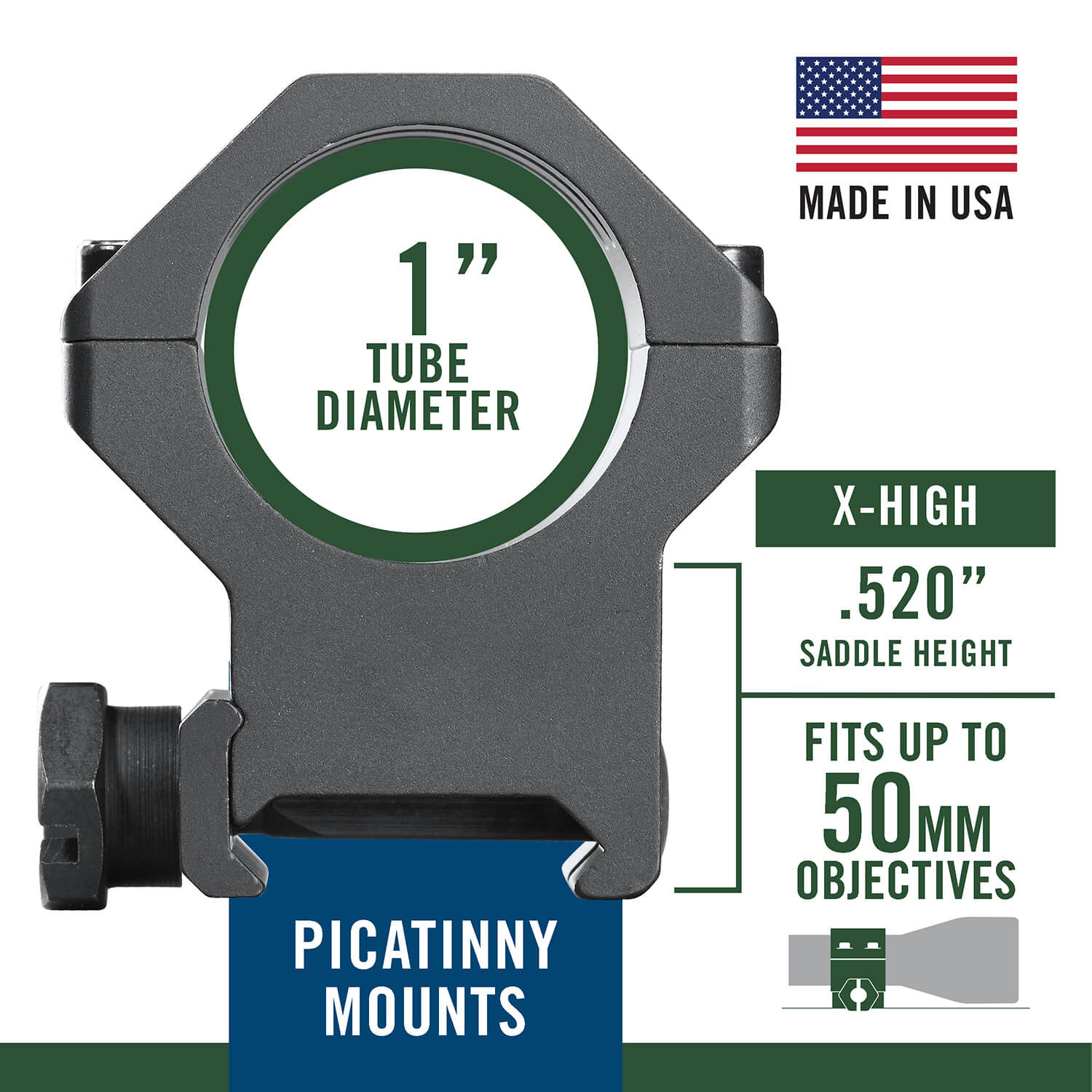 Weaver Mounts 99690 Picatinny Six-Hole 1" Extra High Black Anodized Aluminum - Image 2
