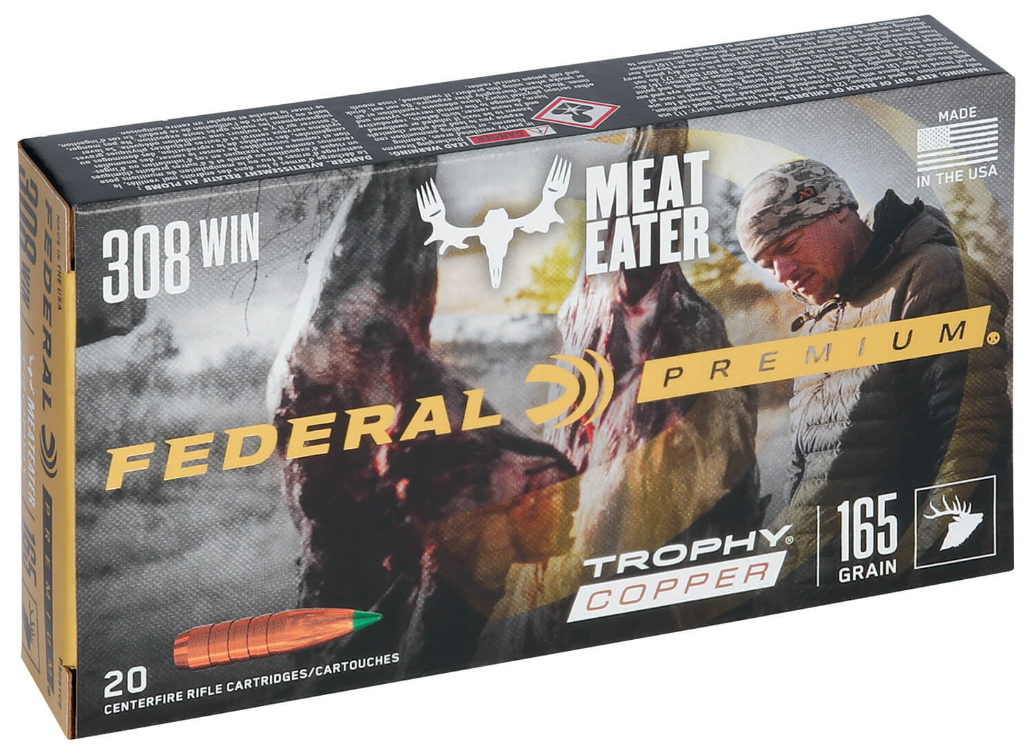 Federal P308TC2 Premium 308 Win 165 gr Trophy Copper (TC) 20rd Box - Image 2
