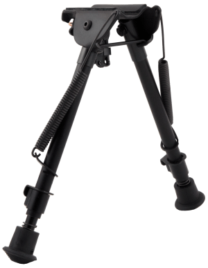 Harris Bipods LM1A2 Non-Swivel L Swivel Stud 9-13" Black Steel/Aluminum Notched Legs Rubber Feet