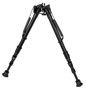 Harris Bipods 25C1A2 Non-Swivel 25C Swivel Stud 13.50-27" Black Steel/Aluminum Rubber Feet