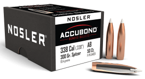 Nosler 54851 AccuBond 338 Caliber .338 300 GR Spitzer Point 50 Box