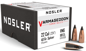 Nosler 17230 Varmageddon  22 Cal .224 40 gr Flat Base Tipped/ 100rd Box