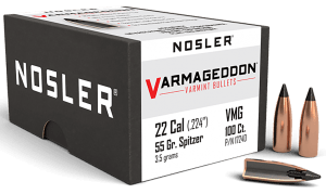 Nosler 17240 Varmageddon 22 Cal .224 55 gr Flat Base Tipped/ 100rd Box