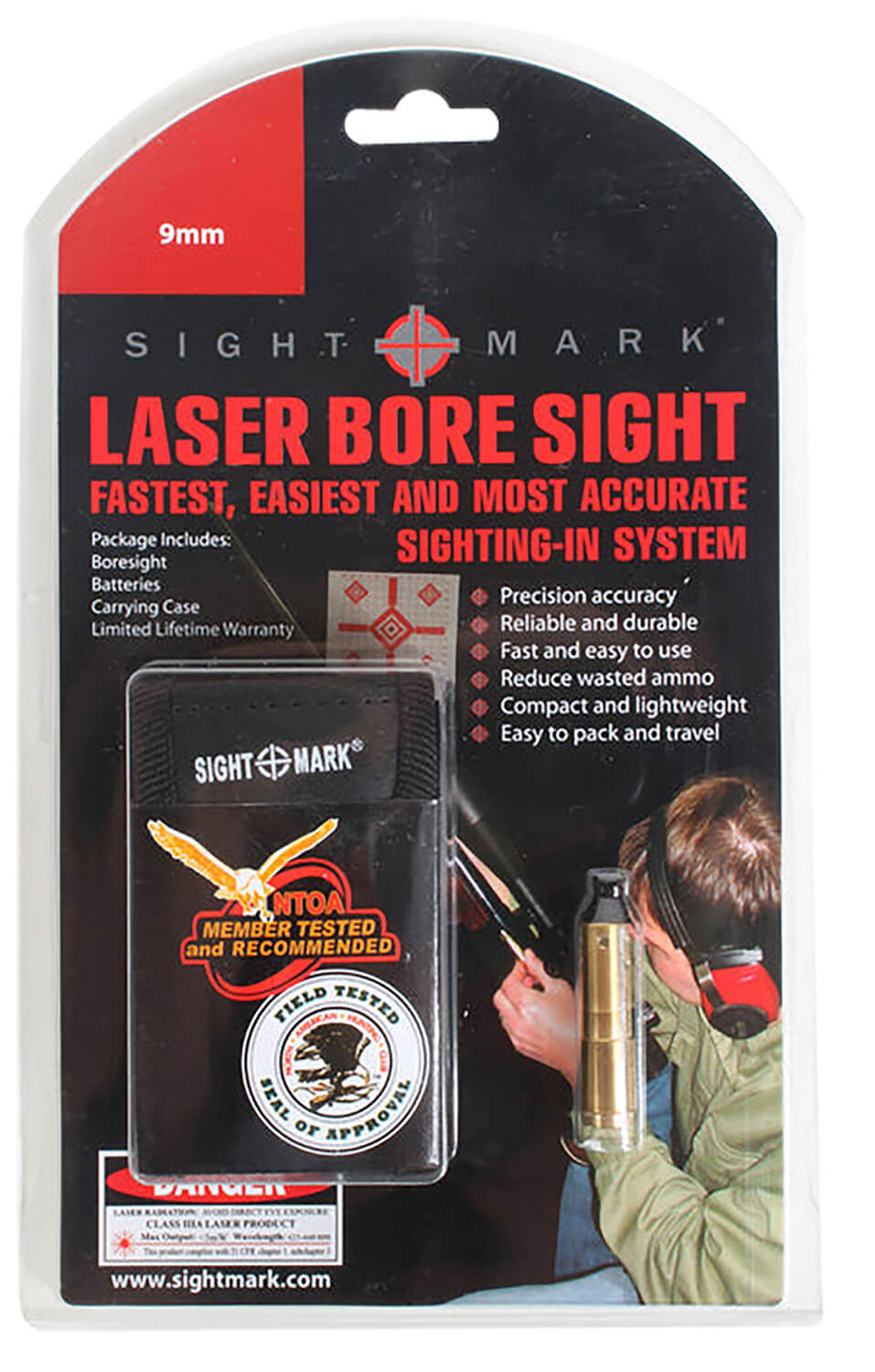 Sightmark SM39015 Boresight Red Laser for 9mm 632-650nM Wavelength Includes Battery Pack & Carrying Case - Image 2