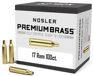 Nosler 10128 Premium Brass Unprimed Cases 17 Rem Rifle Brass 100rd Box