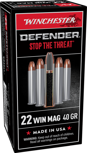 Winchester Ammo S22MPDX1 Defender 22 WMR 45 gr Jacketed Hollow Point (JHP) 50rd Box