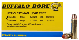 Buffalo Bore Ammunition 19J20 Buffalo-Barnes Strictly Business 357 Mag 125 gr Barnes VOR-TX XPB Lead-Free 20rd Box Buffalo Bore Ammunition 19J20 Buffalo-Barnes Strictly Business 357 Mag 125 gr Barnes VOR-TX XPB Lead-Free 20rd Box