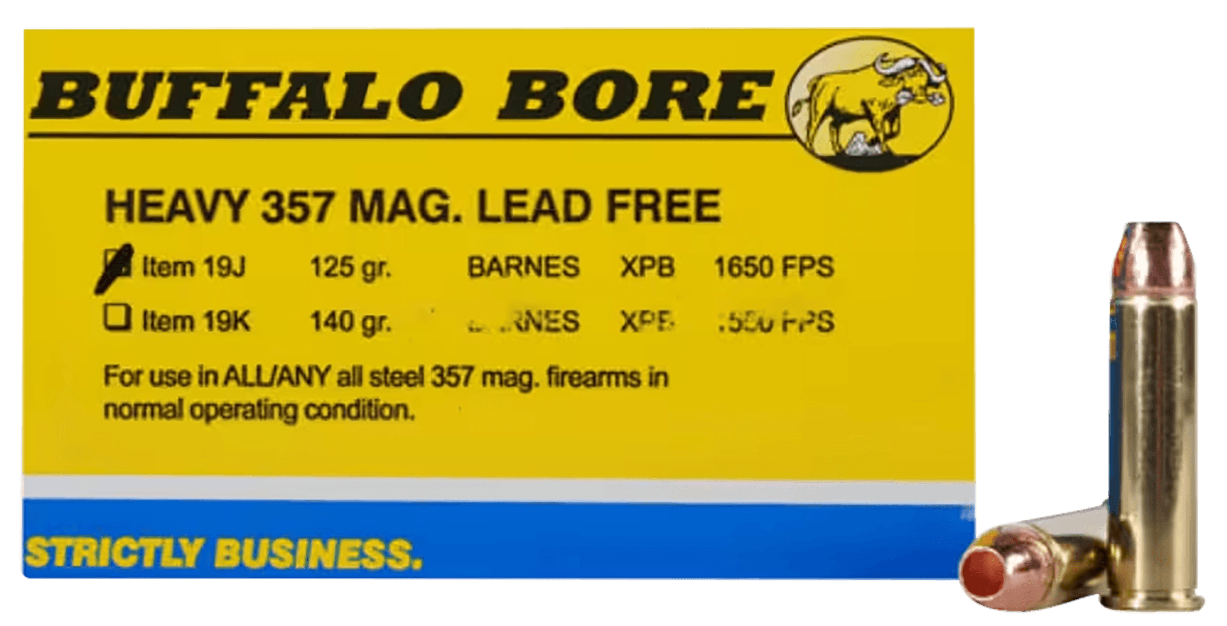 Buffalo Bore Ammunition 19J20 Buffalo-Barnes Strictly Business 357 Mag 125 gr Barnes VOR-TX XPB Lead-Free 20rd Box