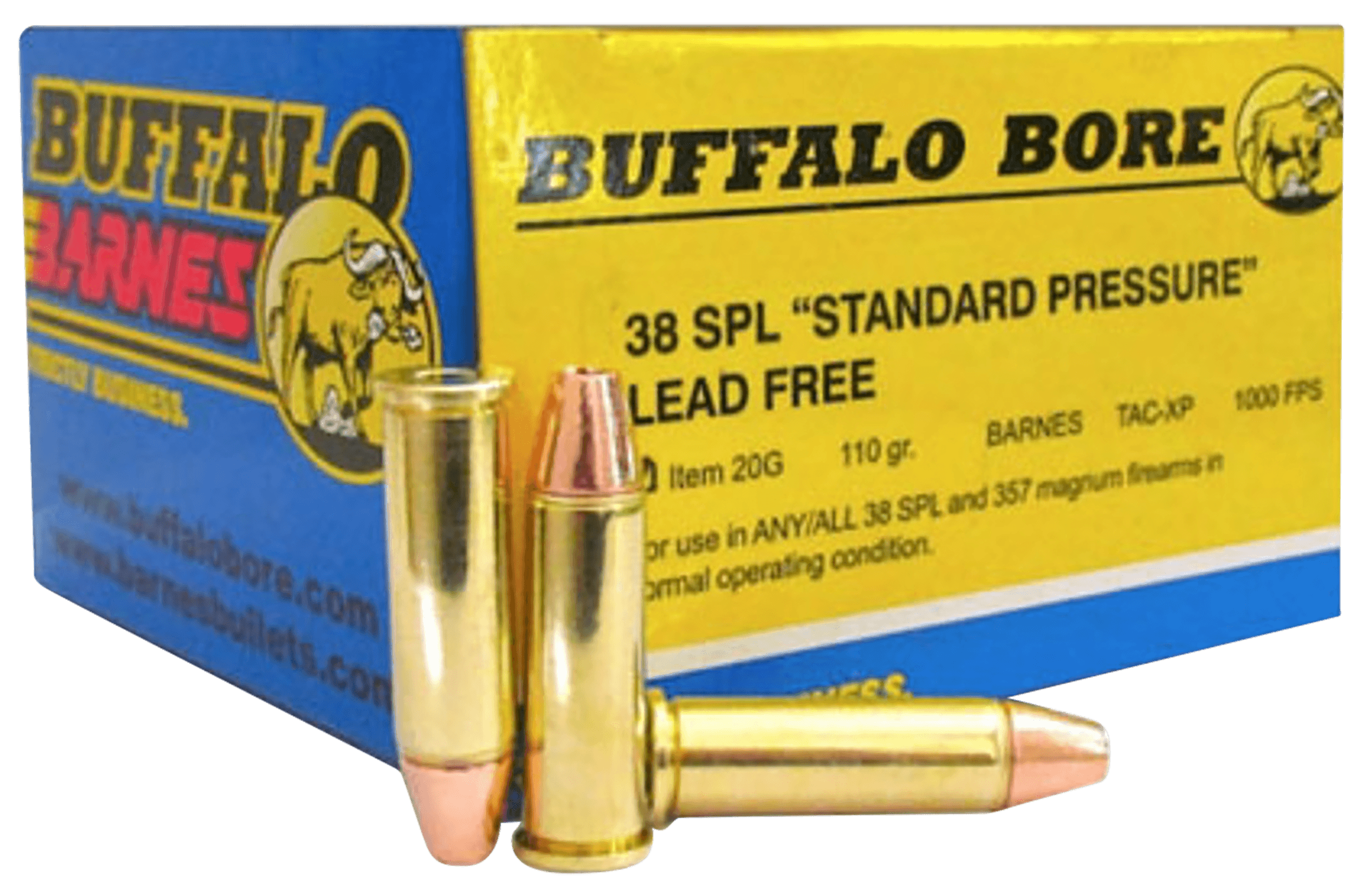 Buffalo Bore Ammunition 20G20 Standard Pressure Strictly Business 38 Special 110 gr Barnes TAC-XP Lead Free 20rd Box