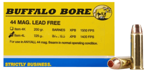 Buffalo Bore Ammunition 4L20 Buffalo-Barnes Strictly Business 44 Rem Mag 225 gr Barnes VOR-TX XPB Lead-Free 20rd Box