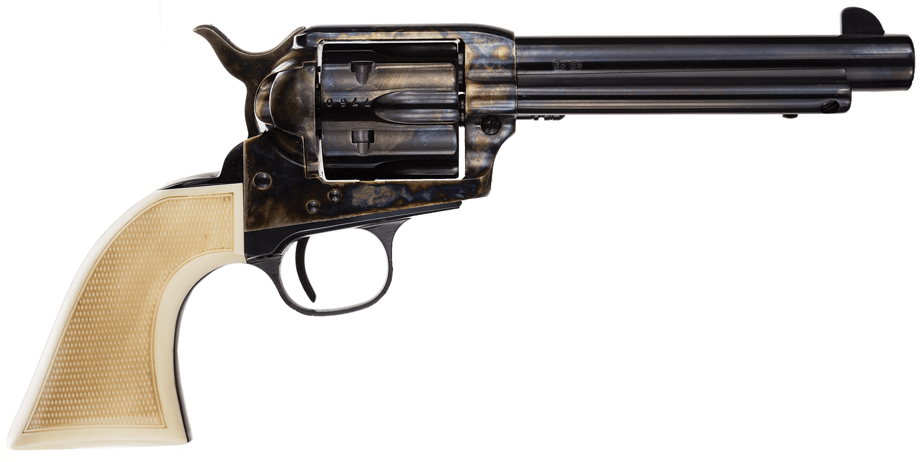 Taylors & Company 555127 Marshal 45 Colt (LC) Caliber with 5.50 Blued Finish Barrel 6rd Capacity Blued Finish Cylinder Color Case Hardened Finish Steel Frame & Checkered White Grip"