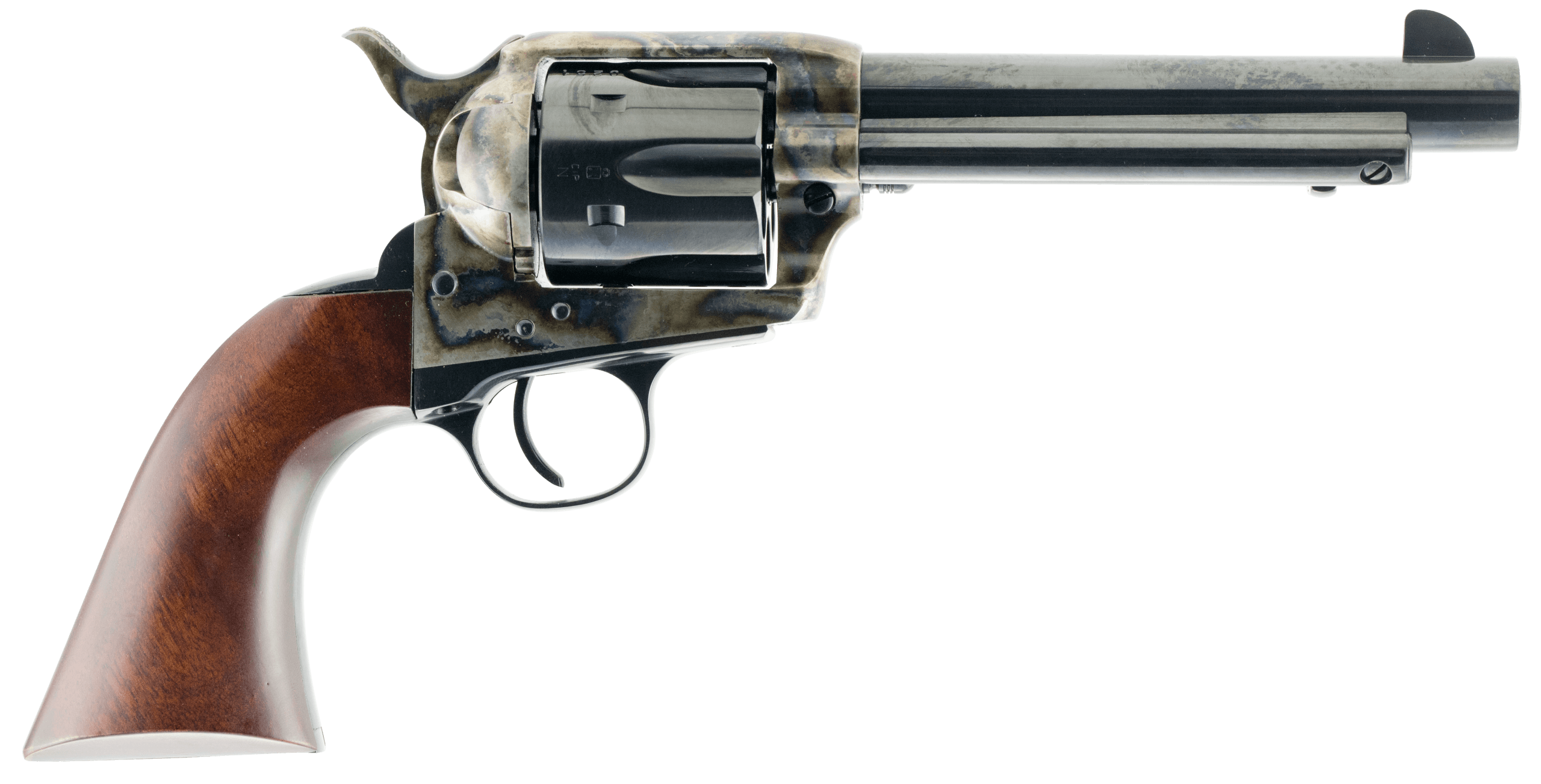 Taylors & Company 550857 1873 Gunfighter 357 Mag Caliber with 5.50 Blued Finish Barrel 6rd Capacity Blued Finish Cylinder Color Case Hardened Finish Steel Frame & Walnut Army Size Grip"