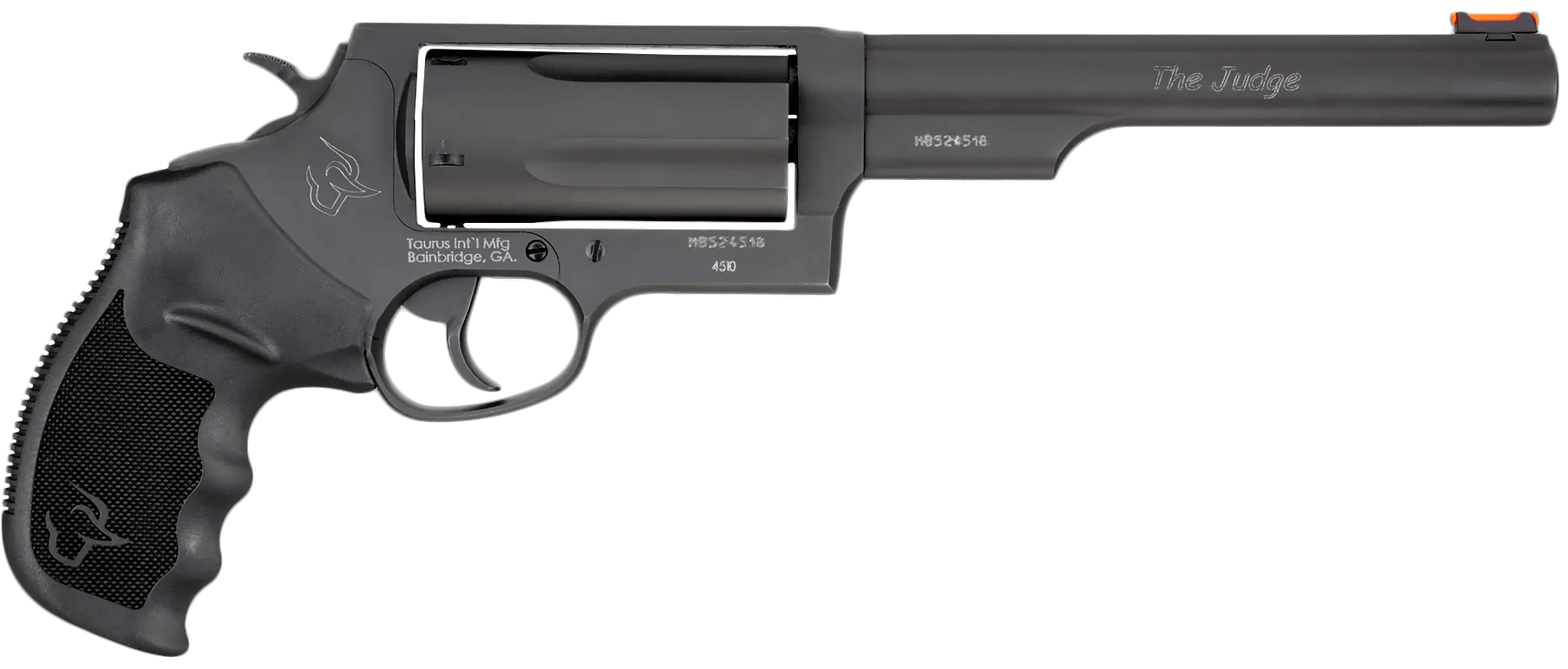 Taurus 2-441061MAG Judge Magnum 45 Colt (LC) Caliber or 2.50/3" 410 Gauge with 6.50" Barrel 5rd Capacity Cylinder Overall Matte Black Oxide Finish Steel & Black Ribber Grip