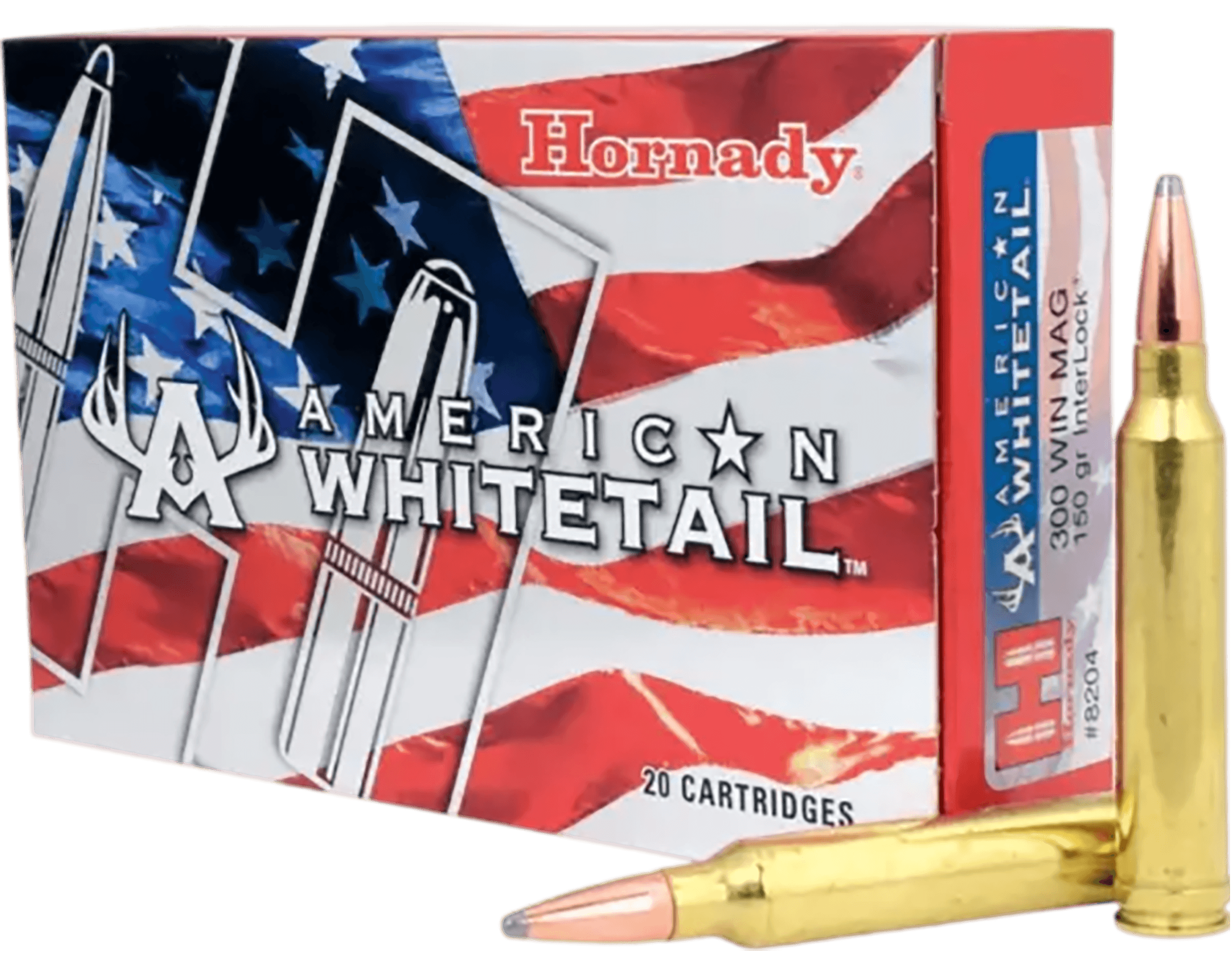 Hornady 8204 American Whitetail InterLock 300 Win Mag 150 gr InterLock Spire Point 20rd Box