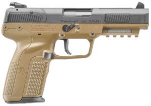 FN 3868929352 Five-seveN *CA Compliant 5.7x28mm 4.80" Barrel 10+1 Flat Dark Earth Polymer Frame With Mounting Rail & Serrated Trigger Guard Ambidextrous Safety
